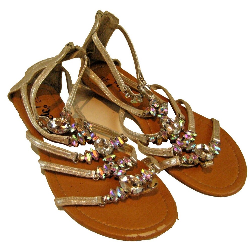 Womens  Rue 21 ETC! Open Toe Zip Heel Bling & Glitter Sandals sz 10